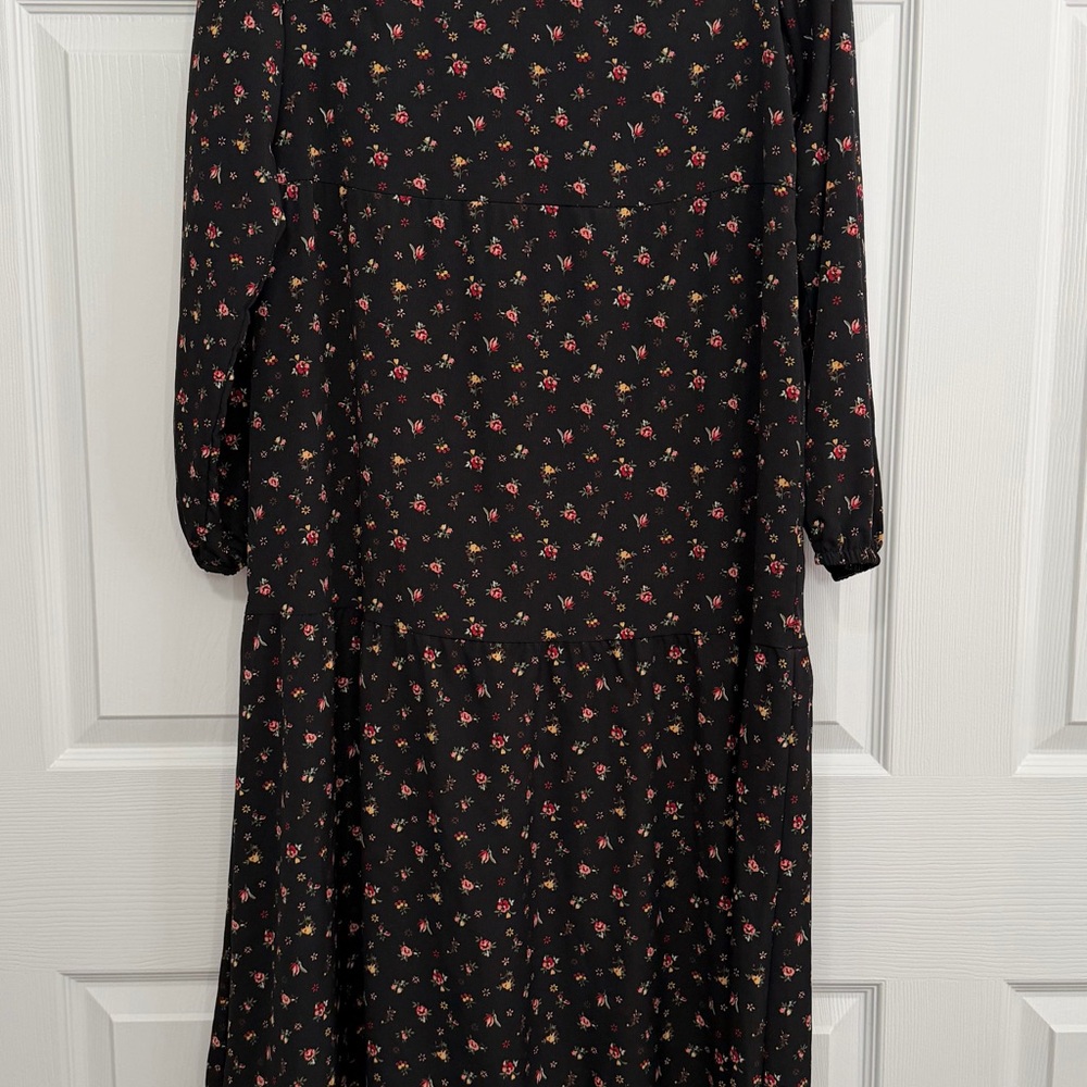 Handmade Floral Black Dress M/L